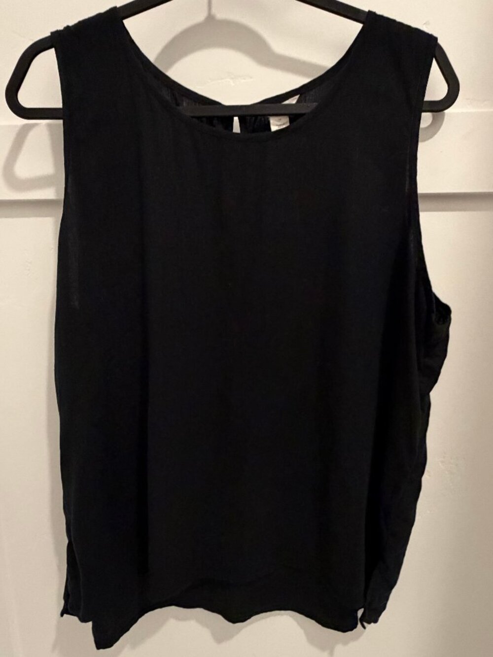 Caslon 1X Black Linen Blend Tank Top Sleeveless Lightweight Blouse Classic